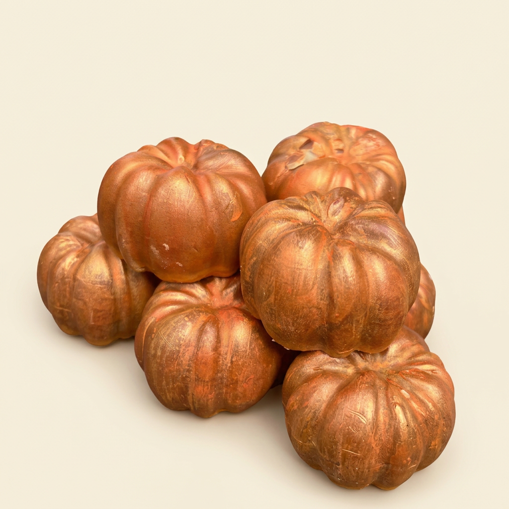Pumpkin Patch pumpkin-shaped soaps on a warm ivory background